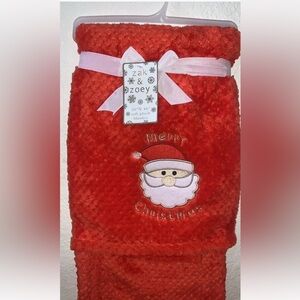 Baby Infant Santa Plush Red Waffle Blanket Merry Christmas 30” X 40”